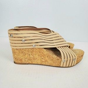 Lucky Brand Miller Slip-On Espadrille Wedge Sandals Pink Womens Sz 6.5